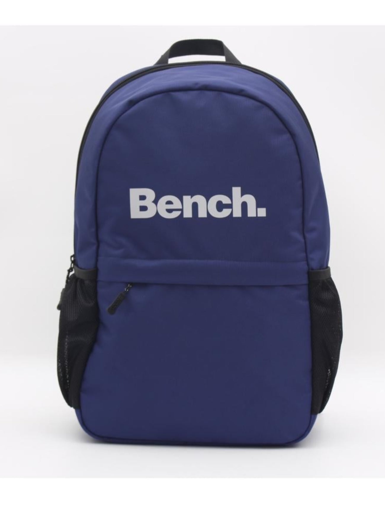 Blue backpack with 'Bench.' logo on a white background