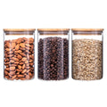 Set of three Igluu Meal Prep glass food storage jars with bamboo lids, each 900 ml capacity, for fresh food storage.
