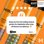 HIRO electrolyte hydration tablets in a multi-flavour triple pack, showing colorful tablets and packaging for hydration boost.