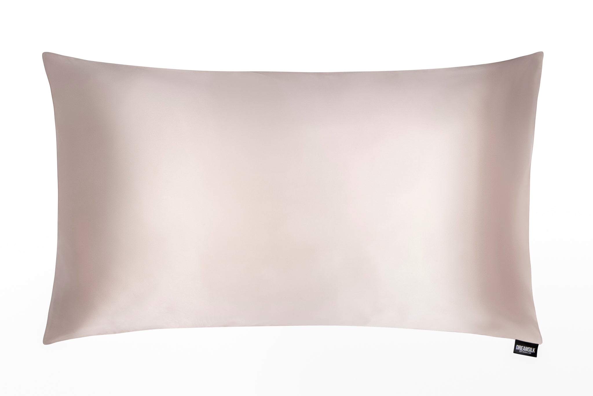 DREAMSILK luxury silk pillowcase in nude color, showcasing smooth, soft silk fabric ideal for comfortable, luxurious sleep.