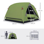 Outsunny 3-4 Person Camping Tent, Easy Set Up Waterproof Dome Tent with Sewn-in Groundsheet, Mesh Windows, Pocket and Hook for Camping, Hiking, Backpacking, Olive Green and Grey