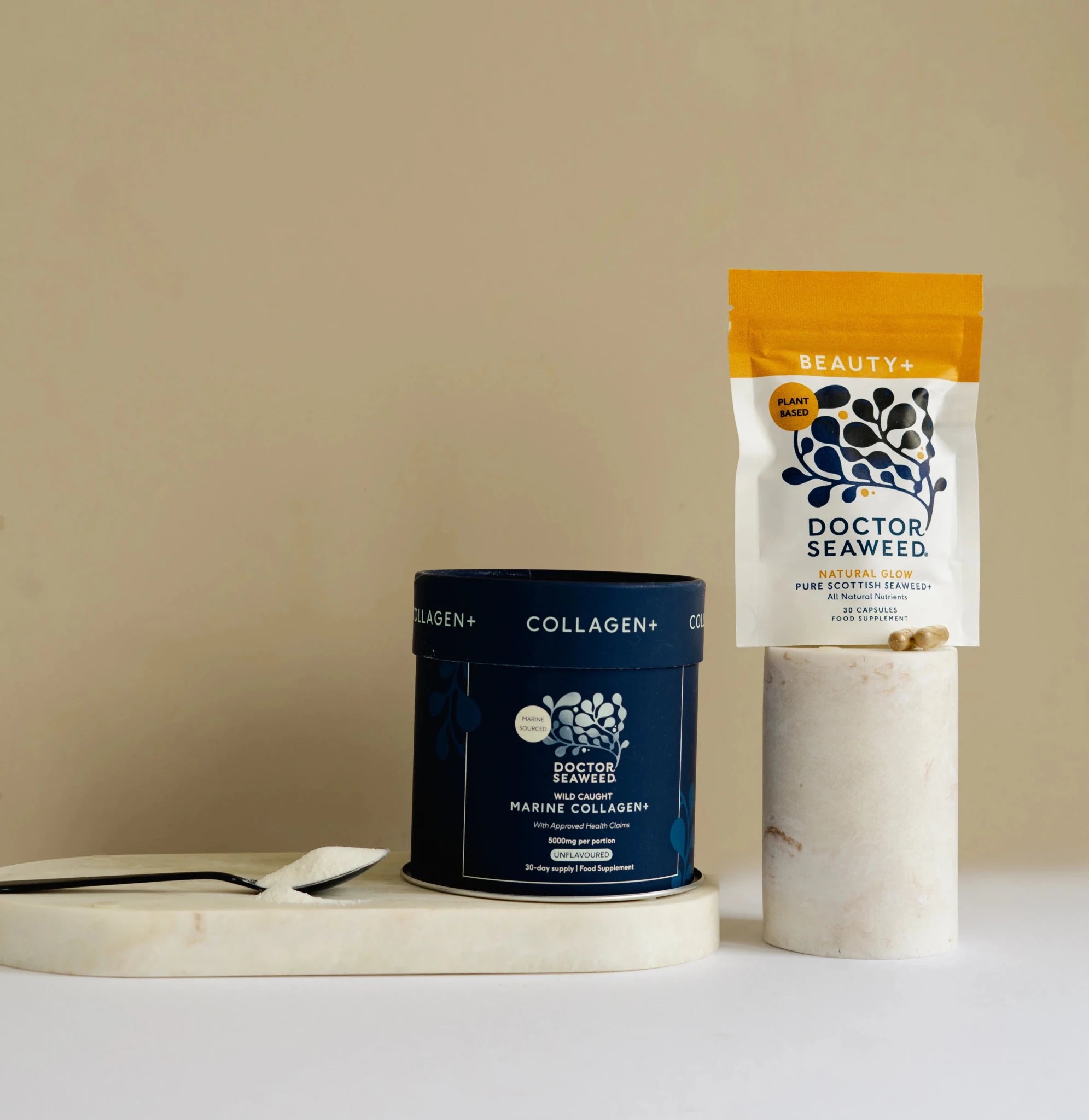 Doctor Seaweed Ocean Glow Duo pack featuring two skincare products with ocean-inspired ingredients in sleek packaging.