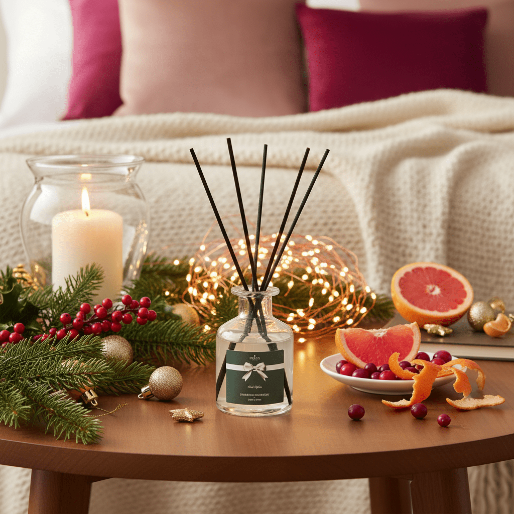 Parks Candles Perfect Presents Sparkling Cranberries 100ml diffuser bottle with a decorative label and metal cap.