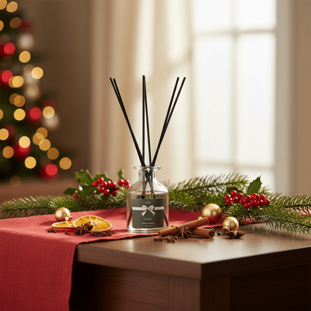 Parks Candles Spiced Mandarin diffuser in a 100ml bottle with reed sticks, featuring a warm, citrusy scent for home aromatherapy.