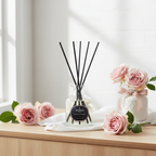 Dark rose reed diffuser by Parks Candles, 100ml glass bottle with elegant reeds for aromatic home fragrance.