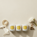 Vintage aromatherapy candles by Parks Candles, Tuberose and Nutmeg scent, 50g, set of three in special edition packaging.
