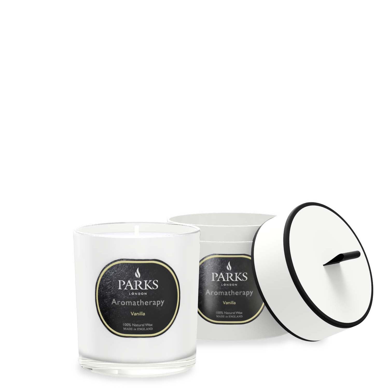 Parks Candles vanilla scented candle in a 220g jar, perfect for home fragrance and aromatherapy.