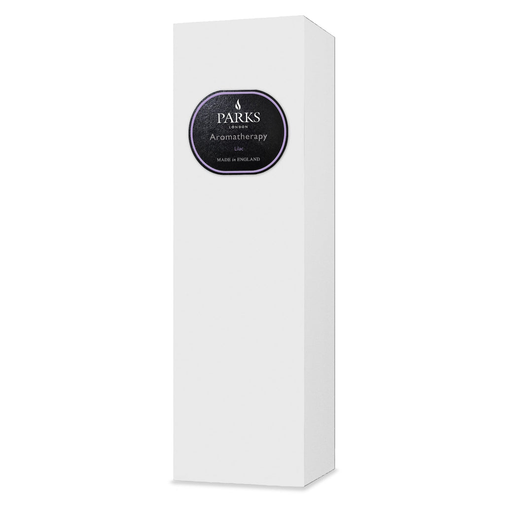 Parks Candles lilac reed diffuser in a 220ml glass bottle with a decorative gift box, perfect for home aromatherapy and fragrance.