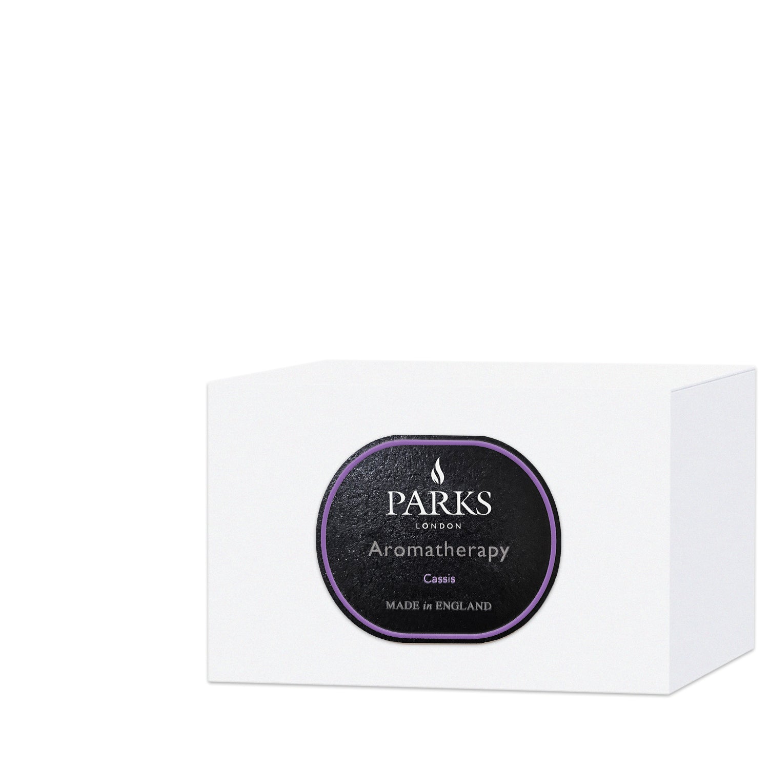 Parks Candles Cassis 3-wick scented candle in a 350g glass jar with a decorative gift box, featuring a rich cassis fragrance.