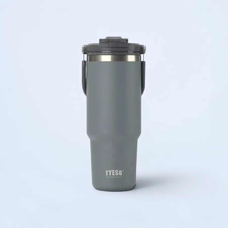 Tyeso 1200ML Large-Capacity Foldable Handle Stainless Steel Tumbler - Gray