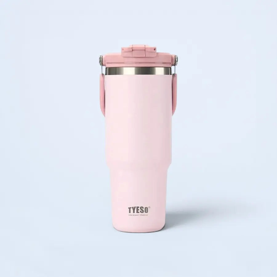 Tyeso 1200ML Large-Capacity Foldable Handle Stainless Steel Tumbler - Pink