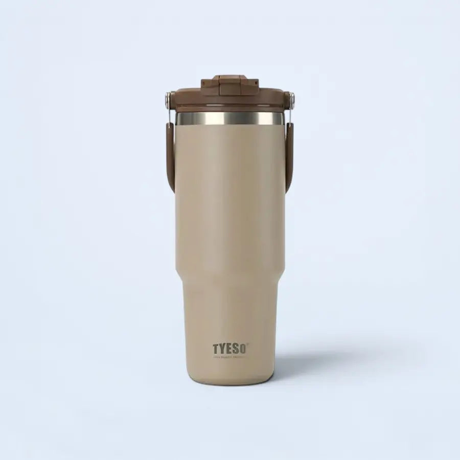 Tyeso 1200ML Large-Capacity Foldable Handle Stainless Steel Tumbler - Khaki