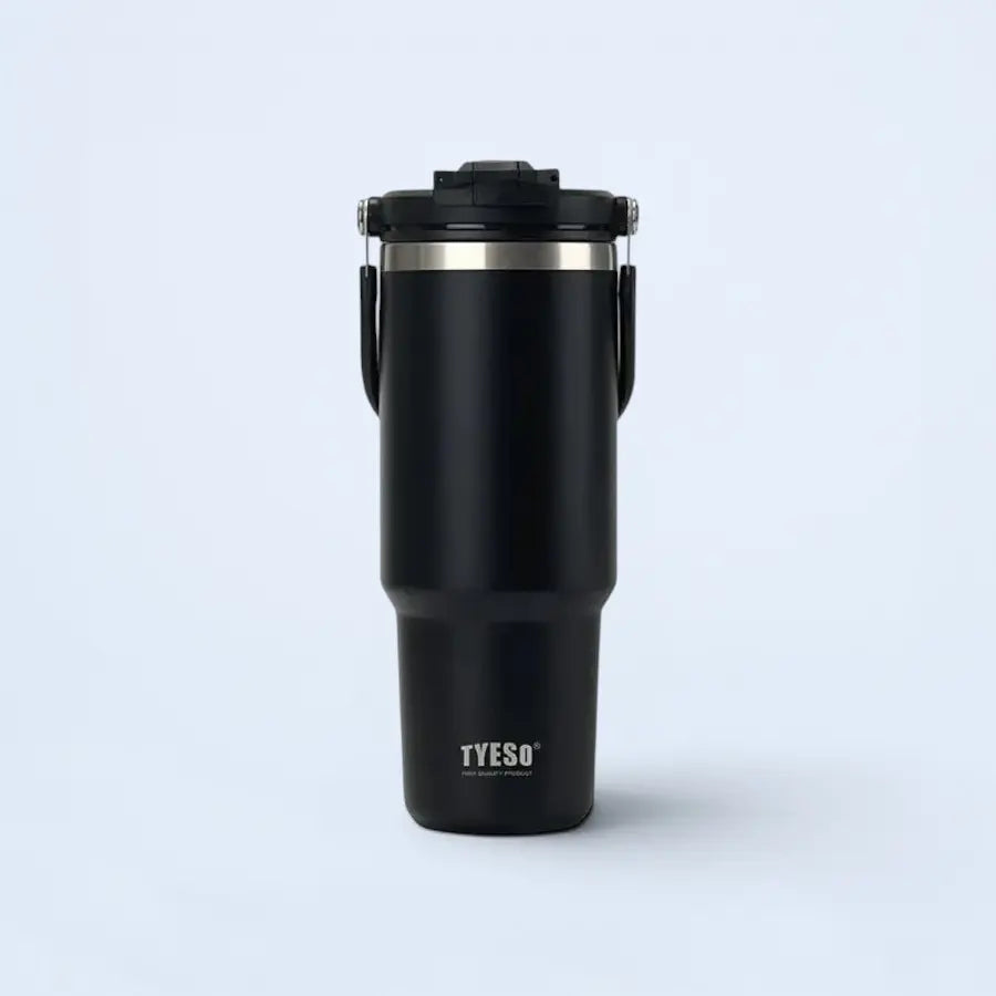 Tyeso 1200ML Large-Capacity Foldable Handle Stainless Steel Tumbler  - Black