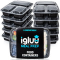 Profile view of Igluu Meal Prep 3-compartment reusable containers with airtight lids, 946ml meal prep storage.