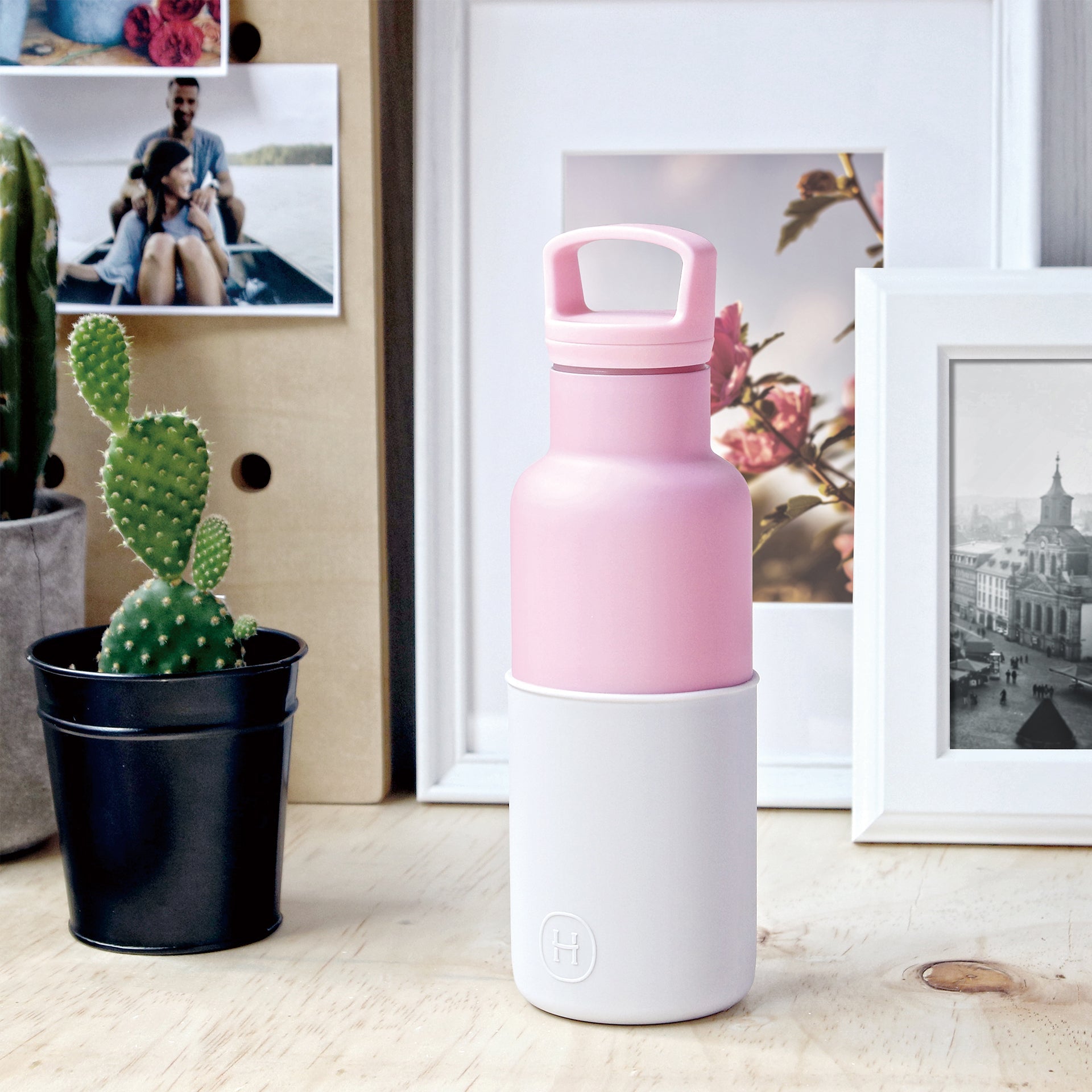 HYDY Rose Pink Snow 16 oz bottle with a sleek design, showcasing a vibrant pink and white color scheme.