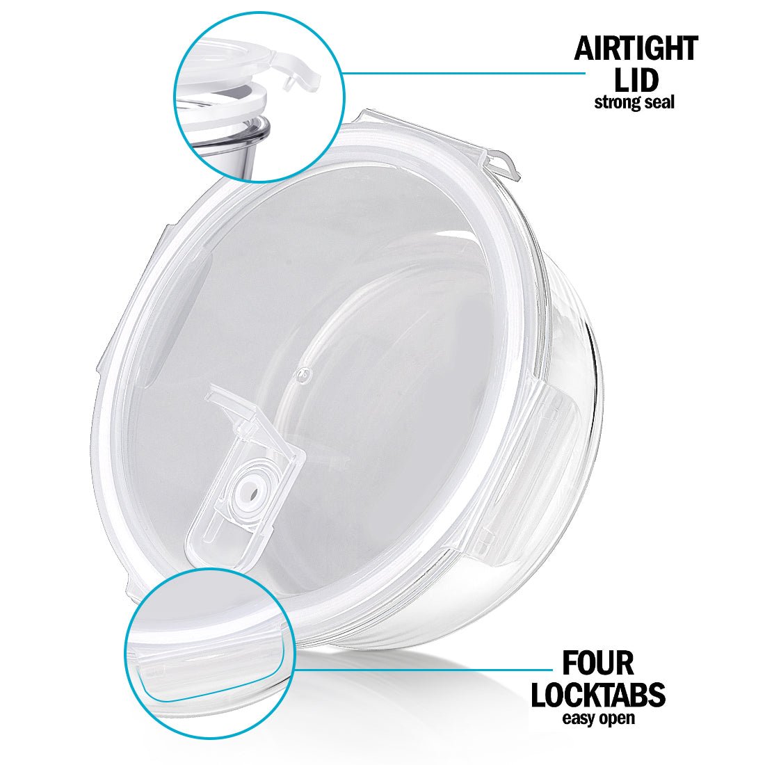 Set of five Igluu Meal Prep round glass containers with steam vent lids, 950ml capacity, plus one extra lid, suitable for meal storage.