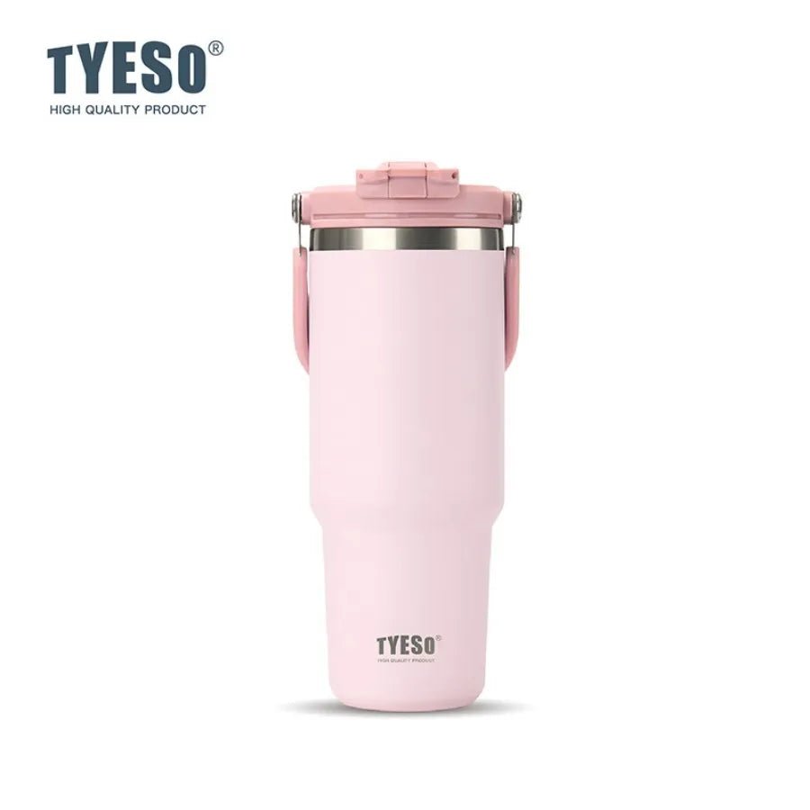 Tyeso 1200ML Large-Capacity Foldable Handle Stainless Steel Tumbler - Pink