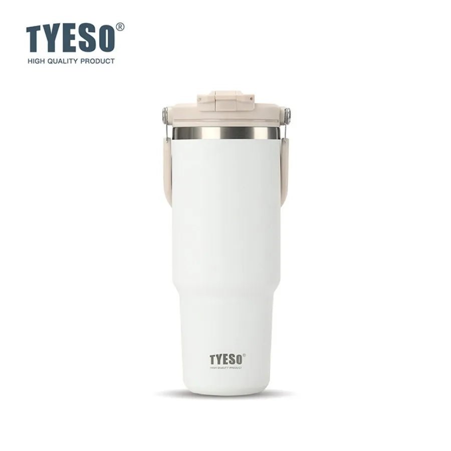 Tyeso 1200ML Large-Capacity Foldable Handle Stainless Steel Tumbler  - White