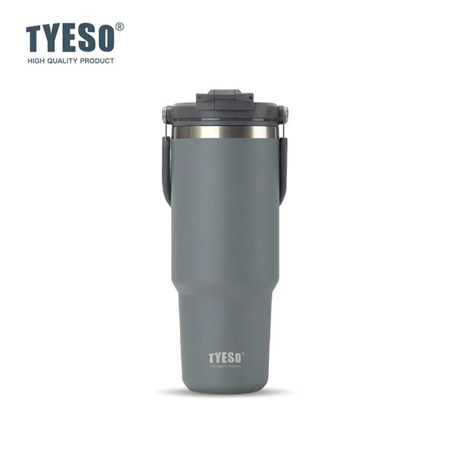 Tyeso 1200ML Large-Capacity Foldable Handle Stainless Steel Tumbler - Gray