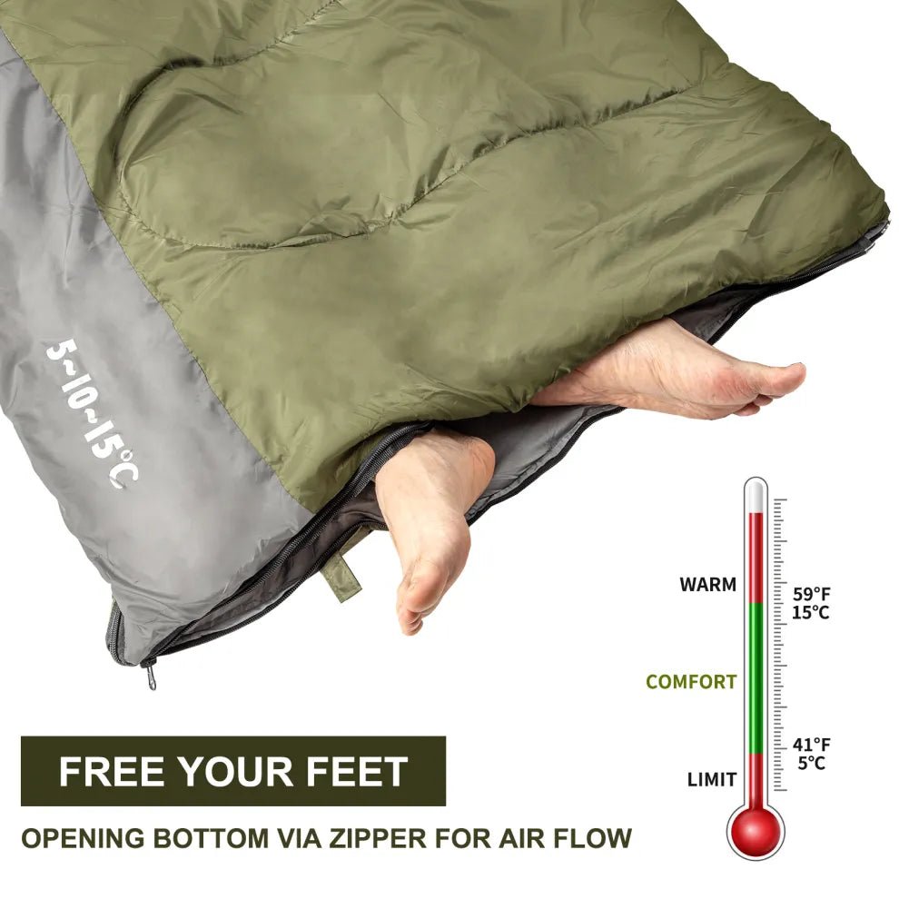HikeWare Night Cat lightweight sleeping bag for adults, suitable for 3-season backpacking, with a compact, insulated design.