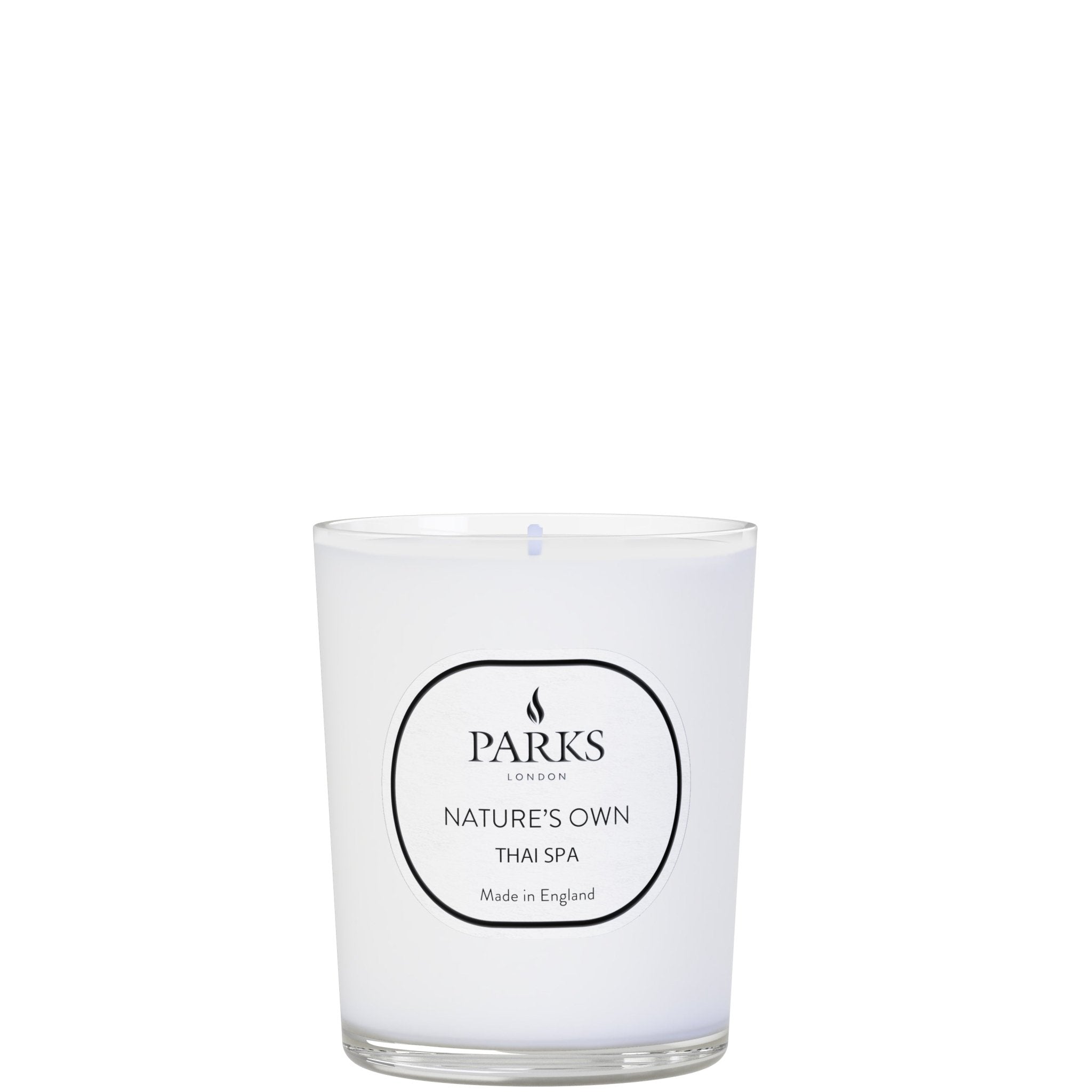 Parks Candles Natures Own 180g Thai Spa candles with calming wax and natural floral scent, displayed in a relaxing spa setting