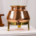 Handcrafted 8L pure copper water dispenser with hammered finish and tap, designed by SAMA Homes for Ayurvedic water storage.