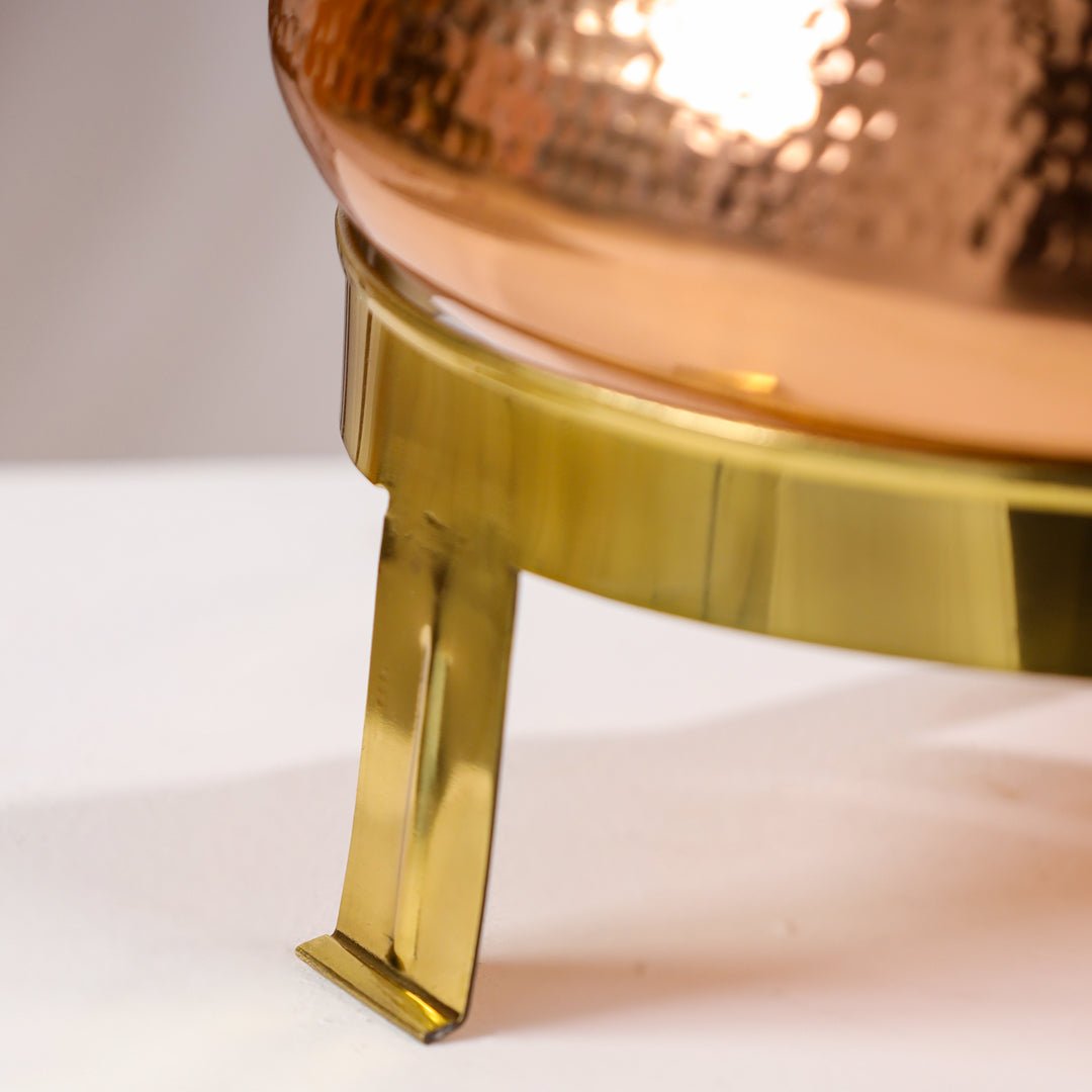 Handcrafted 8L pure copper water dispenser with hammered finish and tap, designed by SAMA Homes.