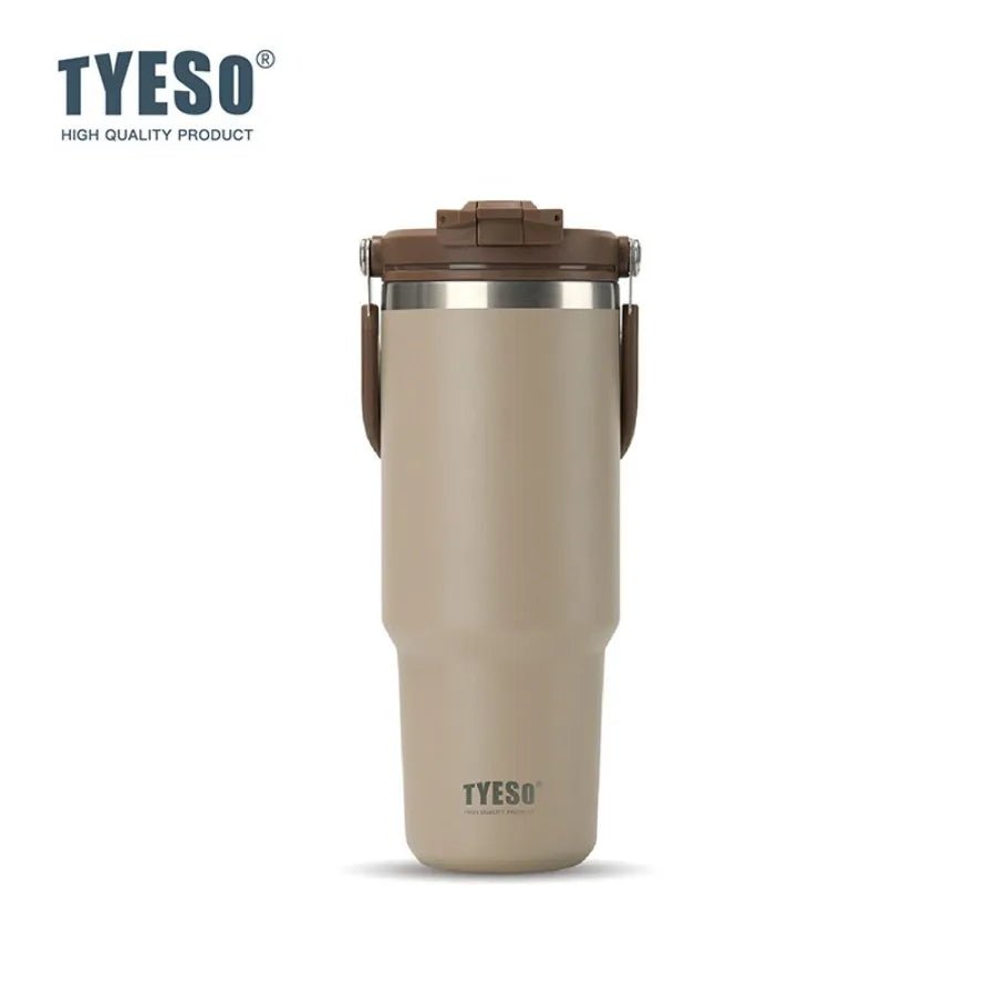 Tyeso 1200ML Large-Capacity Foldable Handle Stainless Steel Tumbler - Khaki