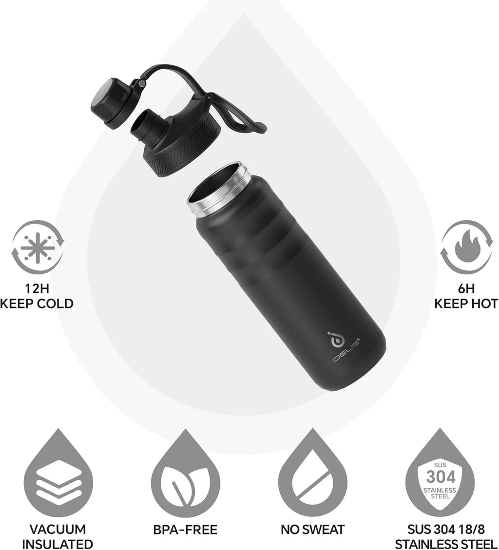 Ideus 720ml Insulated Water Bottle -  Green