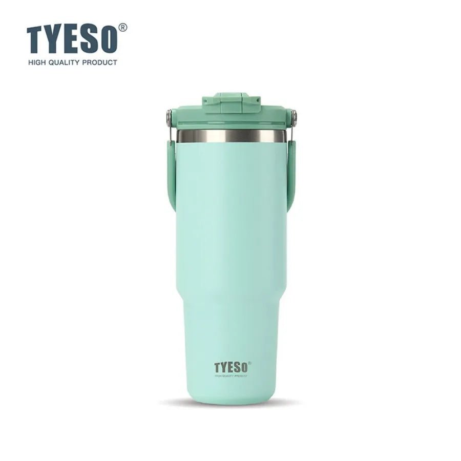 Tyeso 1200ML Large-Capacity Foldable Handle Stainless Steel Tumbler  - Green