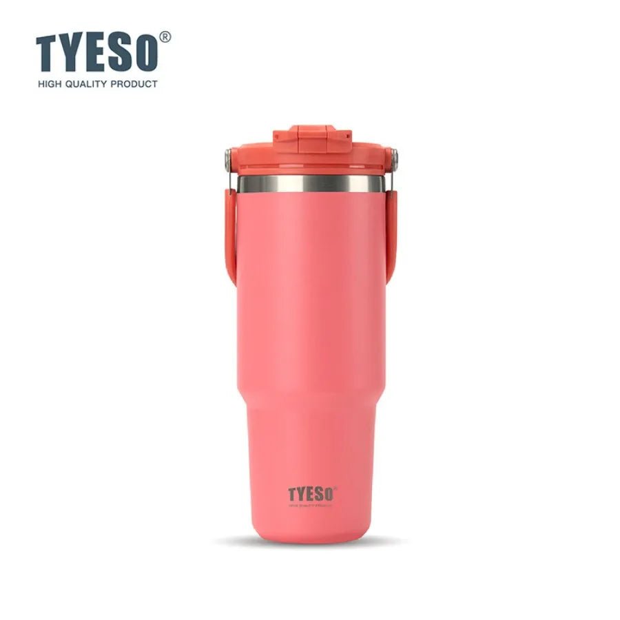 Tyeso 1200ML Large-Capacity Foldable Handle Stainless Steel Tumbler  - Red