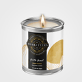 Musketeers Gentle Giant candle with bergamot and eucalyptus scent, featuring a fresh, masculine spa-inspired design.