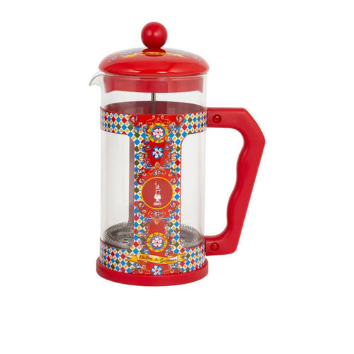Bialetti Brew Italia Sicilian Cart 8-cup cafetière with colorful Sicilian-inspired design and stainless steel handle.