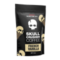 Ground Skull Crusher Coffee French Vanilla 80g package with a vanilla-flavored coffee blend in a resealable bag.