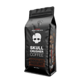 Ground Skull Crusher Coffee with chocolate hazelnut flavor in 500g bag, showcasing the packaging and rich coffee beans.