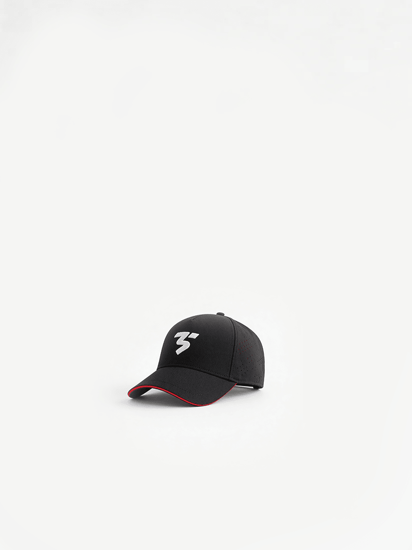 Red sports cap from Third Shot UK, designed for padel and pickleball players, featuring a comfortable, adjustable fit.