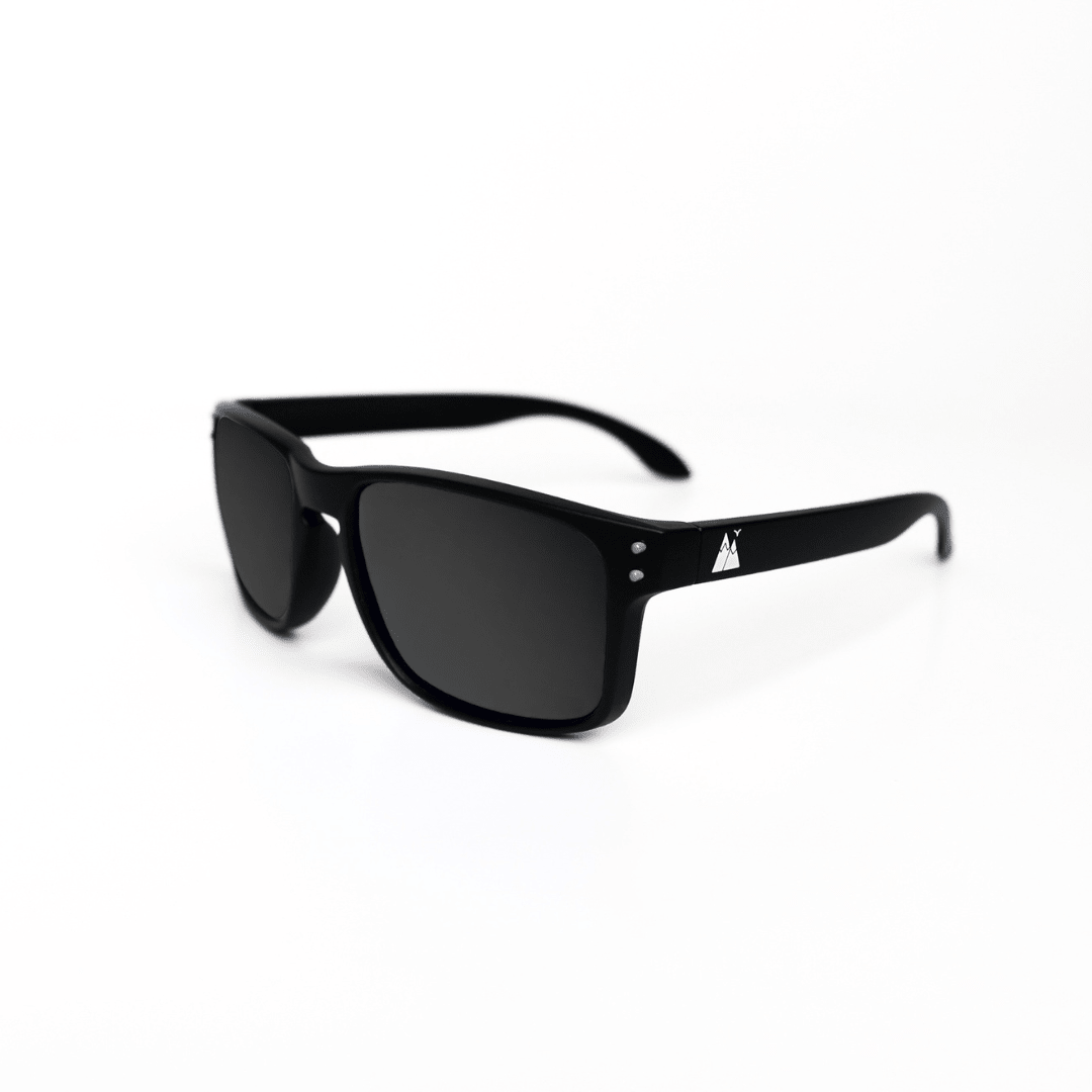 HikeWare UV400 polarized sunglasses with black frames and dark lenses, designed for outdoor hiking and sun protection.