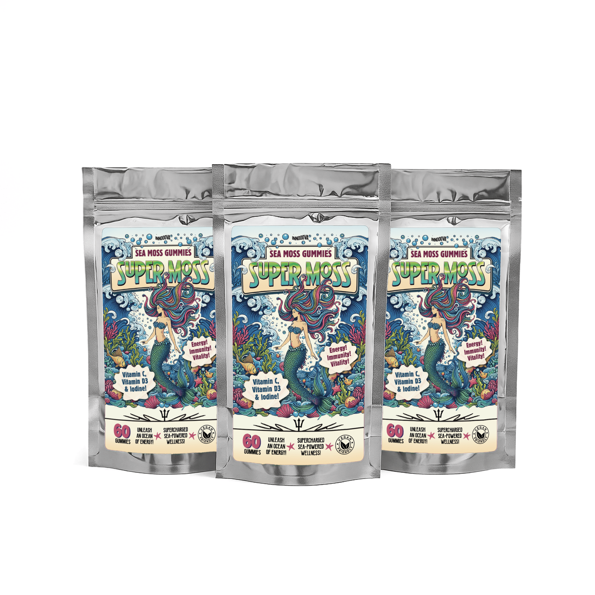 Innooova SuperMoss Triple Pack featuring three lush green moss packages for decorative and craft projects.