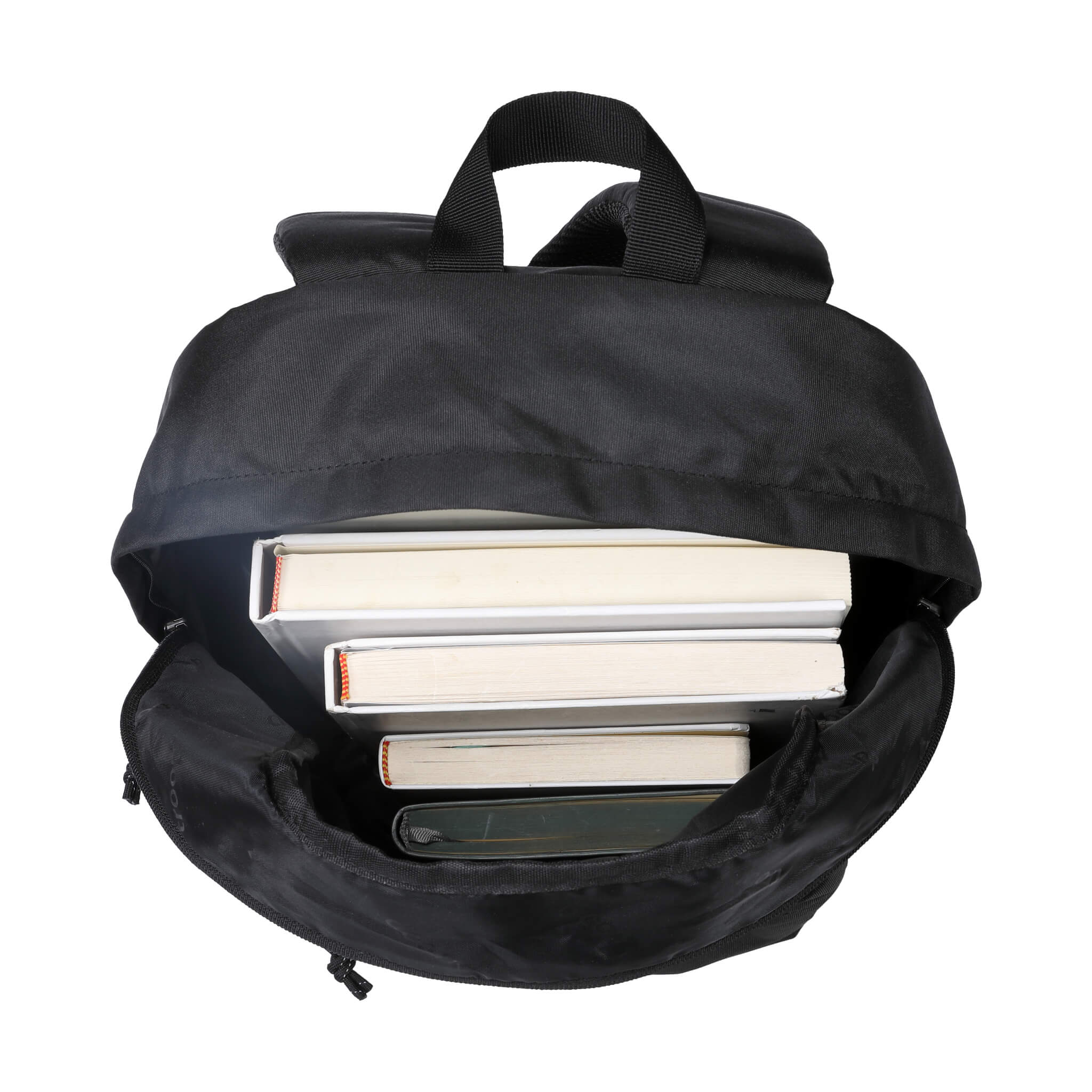 Black Troop London TB004 15-inch laptop backpack with padded shoulder straps and multiple compartments, designed for everyday use.