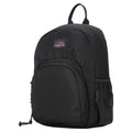 Small black Troop London TB008 backpack with adjustable straps and front zip pocket.