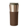 HYDY Metallic Fir Mocha Travel Mug, 15 oz, with a sleek mocha-colored exterior and spill-proof lid, ideal for hot beverages.