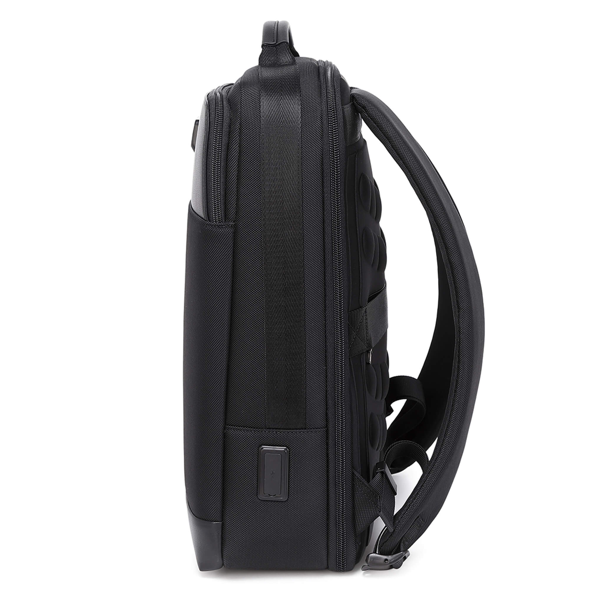 Black Troop London business laptop backpack with padded compartments and sleek design, ideal for work and travel.