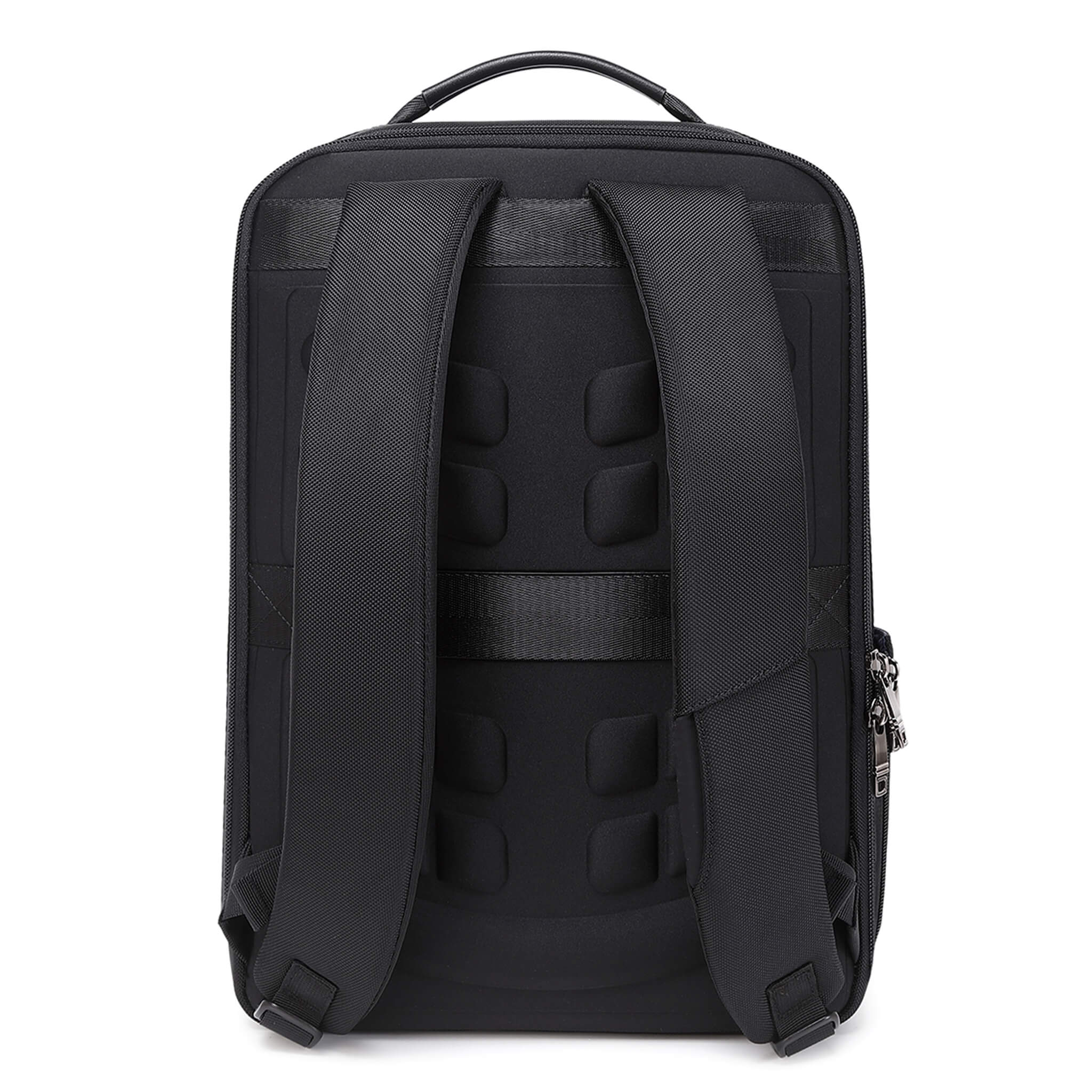 Black Troop London business laptop backpack with padded compartments and sleek design, ideal for work and travel.