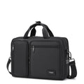 Black Troop London business laptop bag, stylish briefcase with handles and compartments for professional use.
