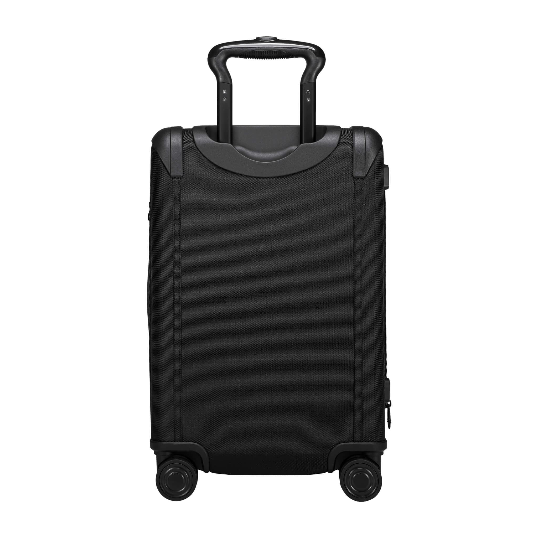 Black Troop London TR1151W 20-inch international cabin luggage with four wheels and telescopic handle.