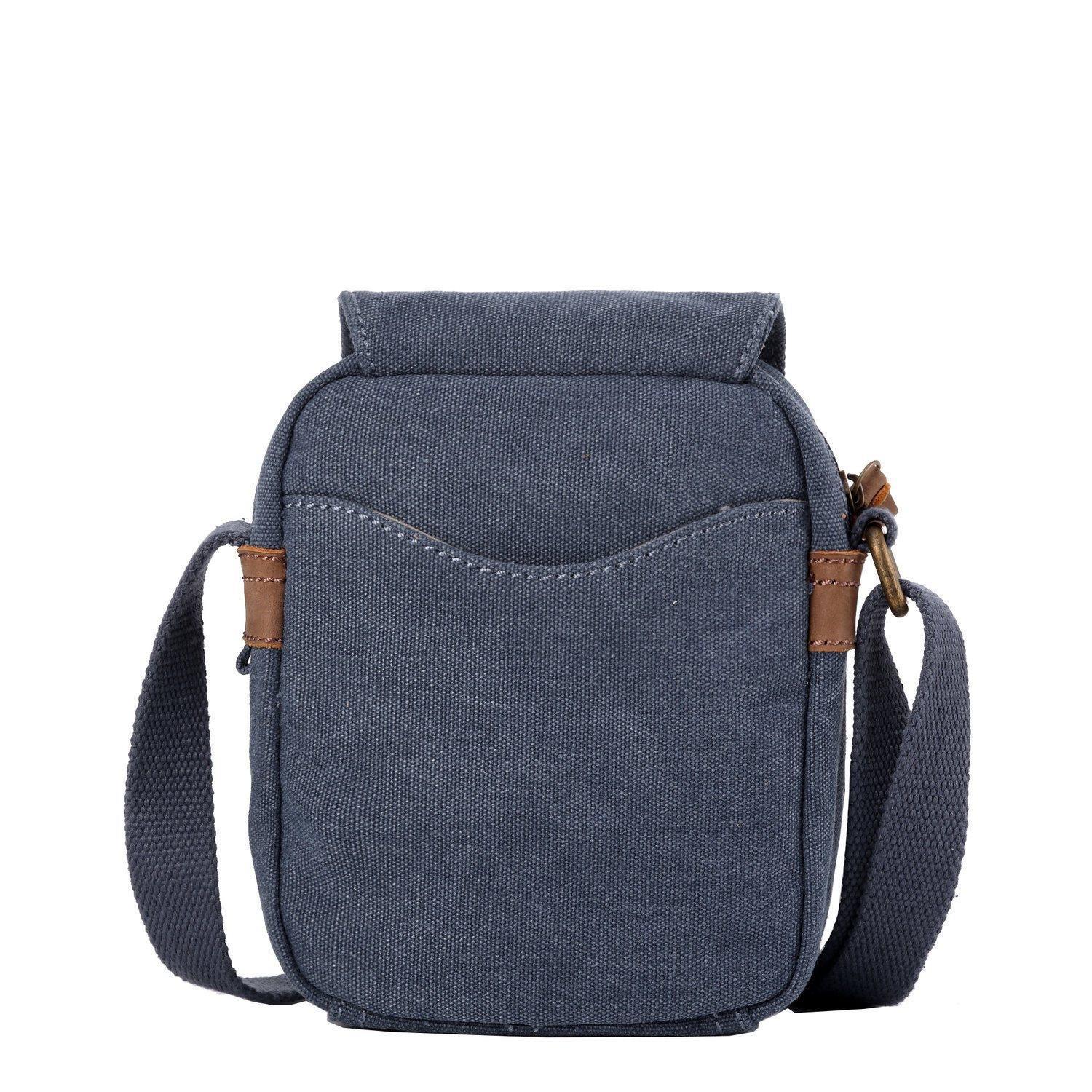 Blue Troop London TRP0213 across body bag with adjustable strap and sleek design, shown on a plain background.