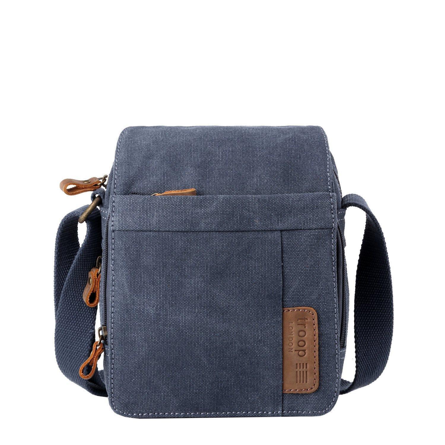 Blue Troop London TRP0220 across body bag with adjustable strap and multiple compartments, stylish and functional accessory.