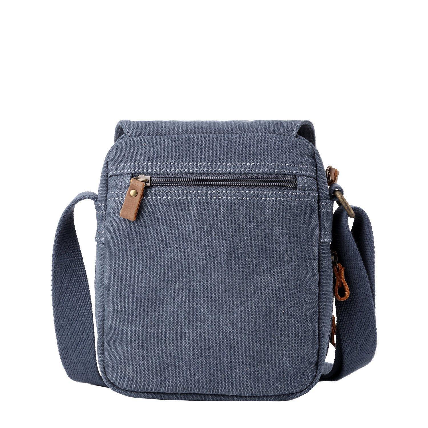 Blue Troop London TRP0220 across body bag with adjustable strap and front pocket, designed for everyday use.