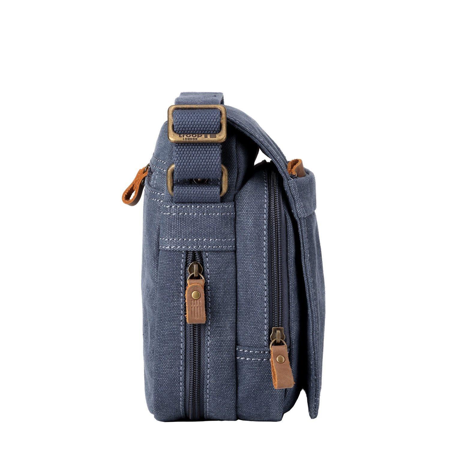 Blue Troop London TRP0220 across body bag with adjustable strap and multiple compartments, stylish and functional for everyday use.