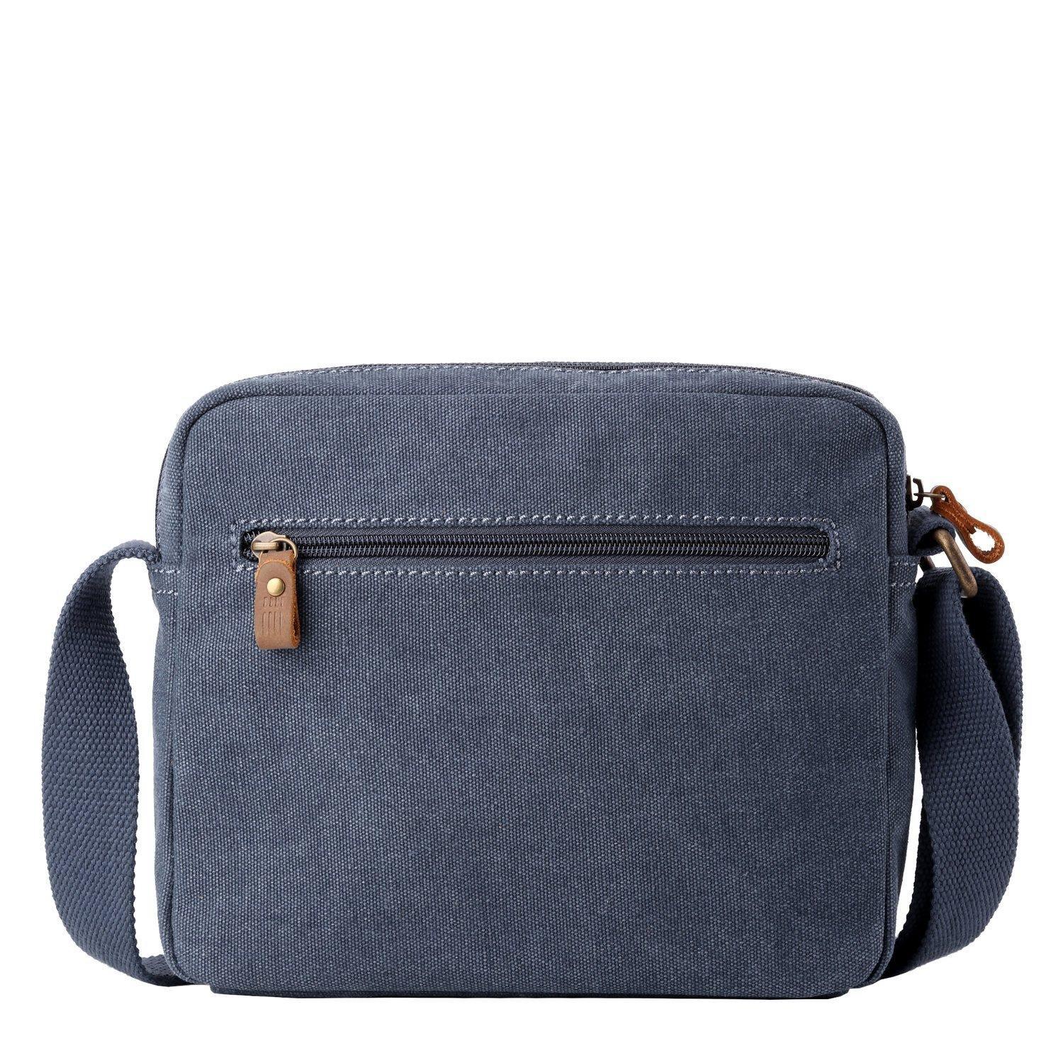 Troop London blue across body bag with adjustable strap and zip closure, casual style for everyday use.